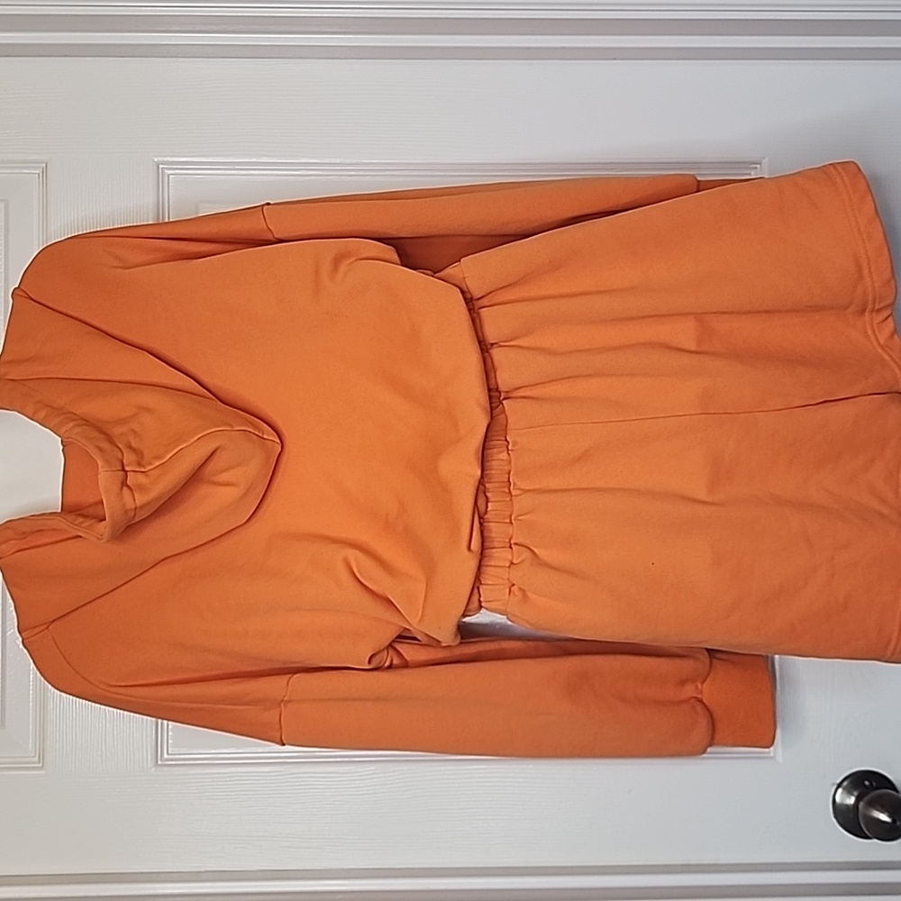 Tresor Cache Boutique Orange Hooded Zip-Up Longsleeve Romper Shorts - Picture 6 of 13